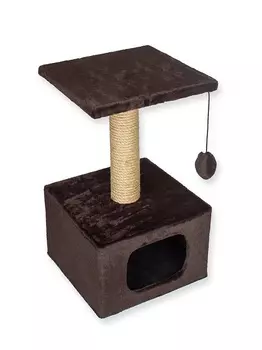 Дом-когтеточка ZooKing д/кошек 34х34х60 см темно-коричневый