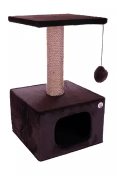 Дом-когтеточка Зооник д/кошек/собак мелких пород темно-коричневый