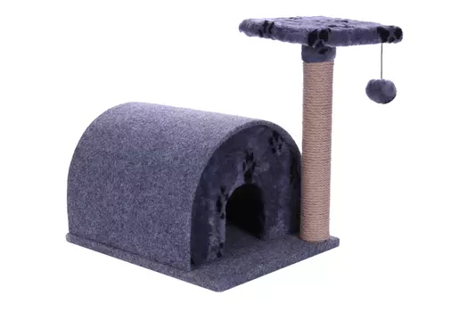 Домик Чистый котик №18 с когтеточкой на площадке с полукруглой крышей 50х50х48 см