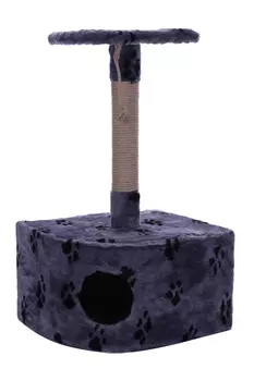 Домик-когтеточка №7 Чистый котик на угловой с полкой на ножках со съемным ковриком 35х43х75 см