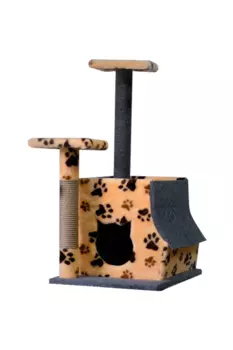 Домик-когтеточка Чистый котик №20 Б с двумя столбиками и лежанкой на крыше 40х50х50 см