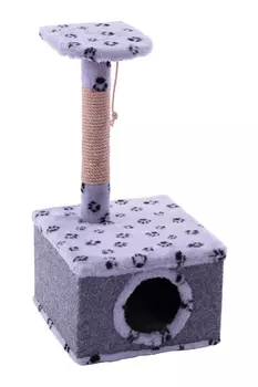 Домик-когтеточка Чистый котик №21 квадратной формы со съемным ковриком на ножках 41х37х71 см