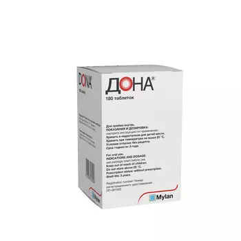 Дона 750 мг, 180 шт, таблетки покрытые пленочной оболочкой