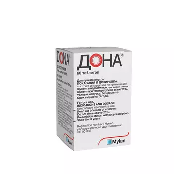 Дона 750 мг, 60 шт, таблетки покрытые пленочной оболочкой