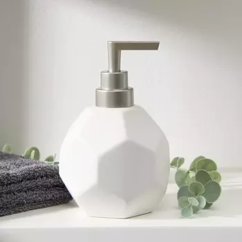 Дозатор д/жидкого мыла Геометрика 350 мл цвет белый