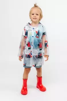 Дождевик Светлячок прозрач со светоотраж принтом мишки-супергерои капюшон на резинке bear 92-98