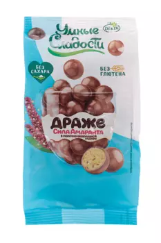 Драже Умные сладости в молоч-шоколадной глазури амарантовое б/сах б/глютена, 50 г