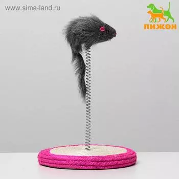 Дразнилка д/кошек Мышь на сизалевой подставке микс цветов