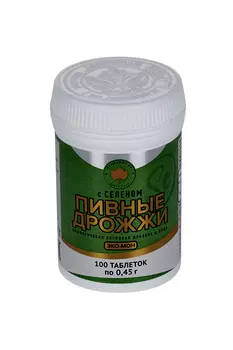 Дрожжи пивные Эко-мон с селеном, 0,45 г, 100 шт, таблетки