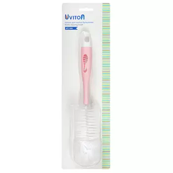 Ершик Uviton 2в1 розовый д/бутылок/сосок