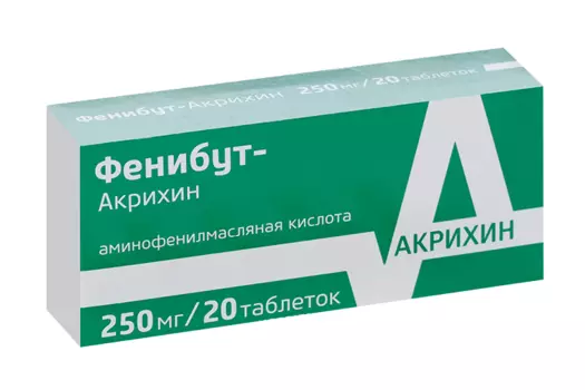 Фенибут-Акрихин 250 мг, 20 шт, таблетки