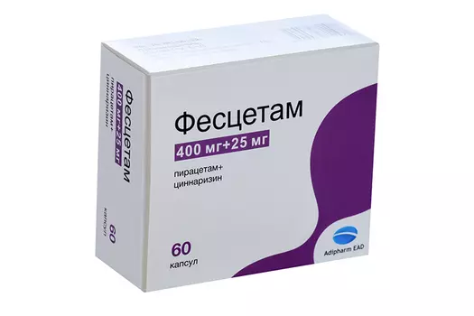 Фесцетам 400 мг+25 мг, 60 шт, капсулы