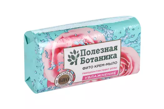 Фито крем-мыло Полезная ботаника Увлажнение гиалурон+экстракт розы, 90 г
