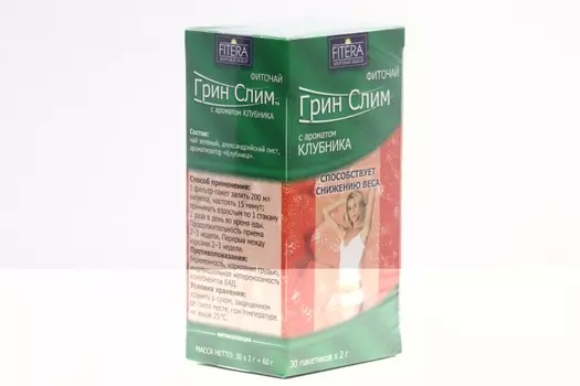 Фиточай Грин-Слим клубника, 2 г, 30 шт, ф/п