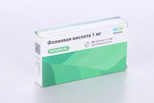 Фолиевая кислота Реневал 1 мг, 60 шт, таблетки