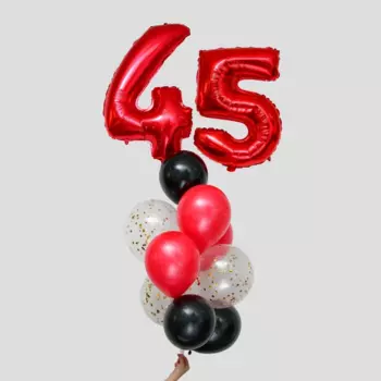 Фонтан из шаров Страна Карнавалия «45 лет», латекс, фольга, 11 шт