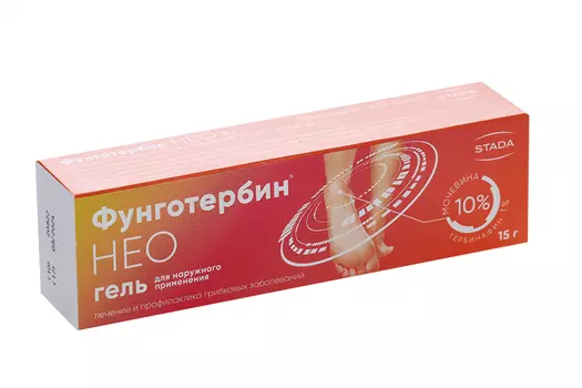 Фунготербин Нео 10 мг/г+100 мг/г, 15 г, гель для наружного применения