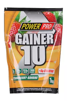 Гейнер 10 Power Pro, 1 000 г, порошок с фруктово-ягодным вкусом
