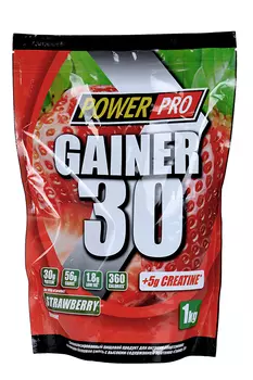 Гейнер Power pro 30 белка вкус клубника, 1 000 г