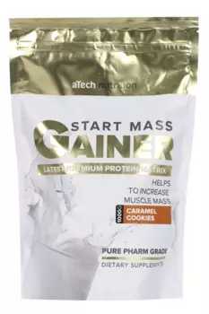 Гейнер Старт Масс aTech Nutrition вкус карамель-печенье, 1 кг
