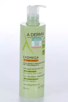 Гель А-Дерма Эксомега Контрол очищаючий 2 в 1 д/тела и волос, 500 мл, (С57331)