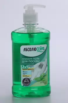 Гель Абсолюсейф Премиум д/посуды зеленый чай Био-разлагаемый концентрат 2в1 Защита+Эффект 500 мл