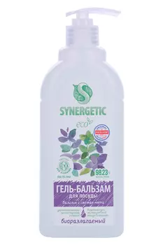 Гель-бальзам SYNERGETIC д/мытья посуды Базилик и свежая мята 0,5 л