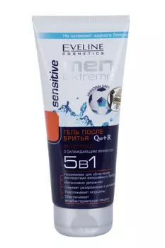 Гель EVELINE men extreme sensitive п/бритья Q10+R 5 в 1 с охлаждающим эффектом, 200 мл