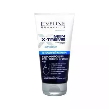 Гель EVELINE Men X-treme sensitive 6в1 увлажняющий после бритья, 150 мл
