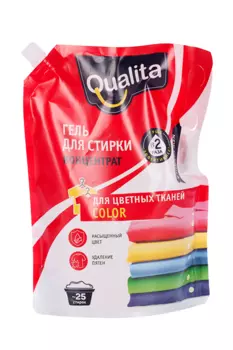 Гель концентрат Qualita д/стирки д/цветного белья новая формула дой-пак 1 000 мл