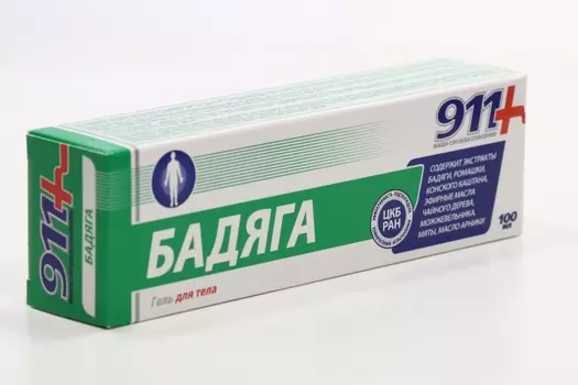 Гель от синяков и ушибов бадяга 911, 100 мл