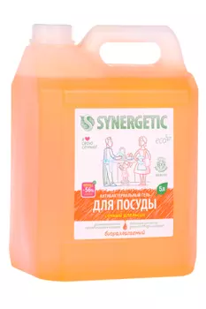 Гель Синергетик д/мытья посуды и детских игрушек с ароматом апельсина антибактер 5 л