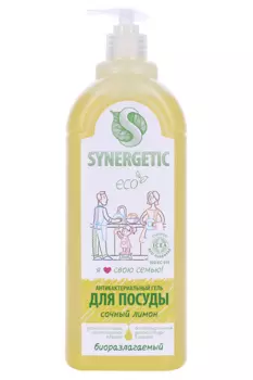 Гель SYNERGETIC д/мытья посуды антибактериальный лимон 1 л