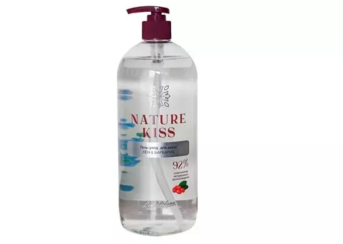 Гель-уход Nature Kiss Лен и барбарис д/душа, 1 000 мл
