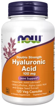 Гиалуроновая кислота NOW двойной силы, 445 мг, 120 шт, капсулы
