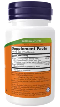 Гинкго Плюс NOW 500 мг, 50 шт, капсулы