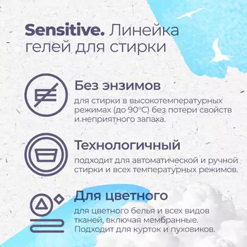 Гипоаллергенный ЭКО гель Aquae Granni "Sensitive" 0+ для стирки детского белья, без запаха 2 л
