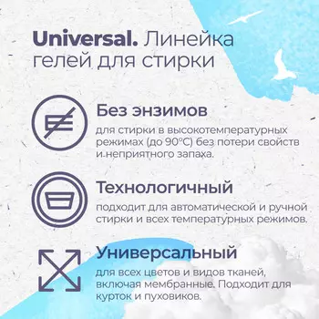 Гипоаллергенный ЭКО гель Aquae Granni "Universal" 0+ универсальный, для стирки детского белья 1 л