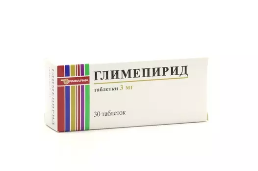 Глимепирид 3 мг, 30 шт, таблетки