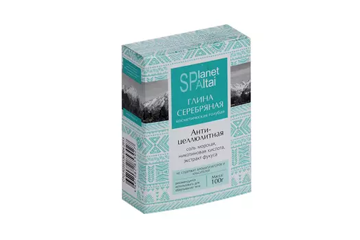 Глина голубая Планета Спа Алтай серебр Анти-целлюлитная, 100 г