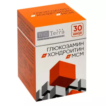 Глюкозамин+Хондроитин+MSM Bioterra, 926 мг, 30 шт, капсулы