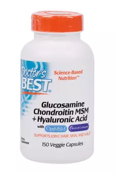 Глюкозамин Хондроитин МСМ+Гиалуроновая к-та Doctors Best, 150 шт, капсулы