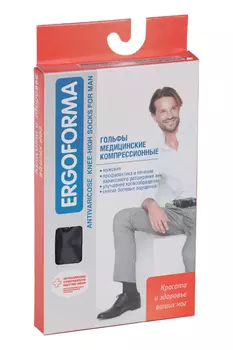 Гольфы ERGOFORMA 2 кл компр от варикоза мужские р 5, черный
