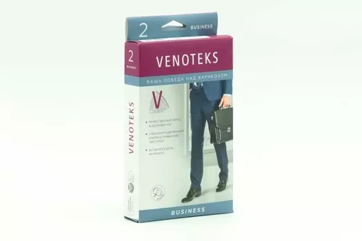 Гольфы VENOTEKS BUSINESS 2 кк компрессионные с хлопком мужские черный р L, пара
