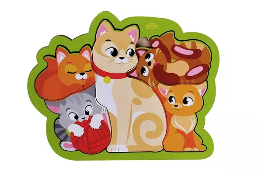 Головоломка пазл "Кошка с котятами" д/самых маленьких