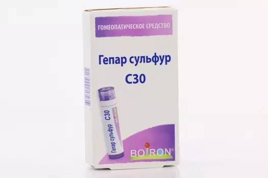 Гомеопатические монокомпонентные пр-ты мин-хим происх, 4 г, гранулы гомеопатические C30 Гепар сульфур