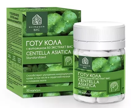 Готу Кола Центеллы азиатской экстракт Вис с витамином В3, 0,3 г, 30 шт, капсулы