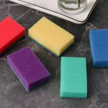 Губка Доляна бытовая с чистящим слоем Эконом 7,54,52,5 см, 5 шт