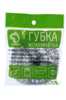 Губка Доляна д/мытья посуды металлическая, 12 г