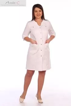 Халат Альба-С медицинский женский хлопок/полиэстер белый р 46